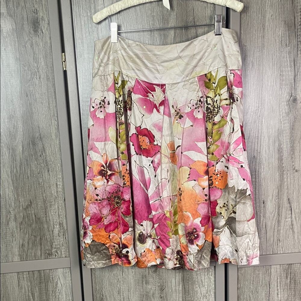 Adrianna Papell Sequin Floral A-Line Skirt Women's 12